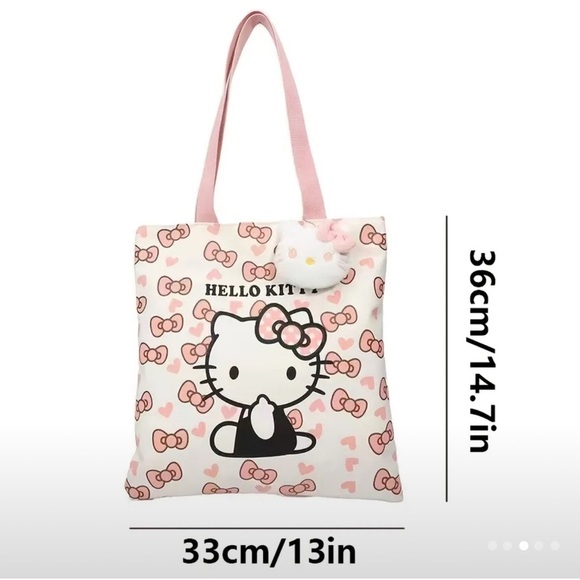 Hello Kitty White Tote Bag with Black Handles - Picture 5 of 5